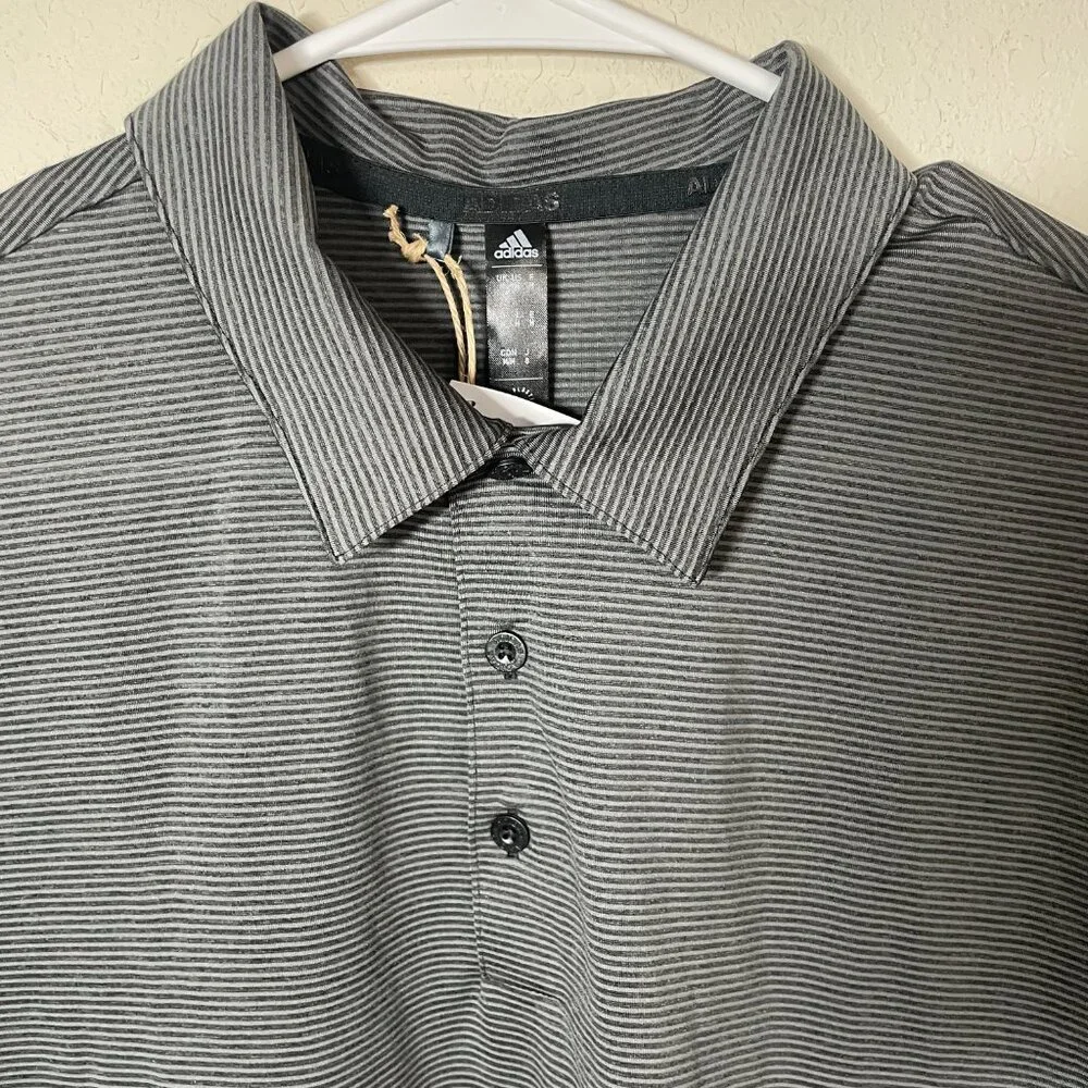 Adidas Mens Medium Polo Golf Shirt Stretch Performance Grey Collared NWT New - Picture 3 of 4